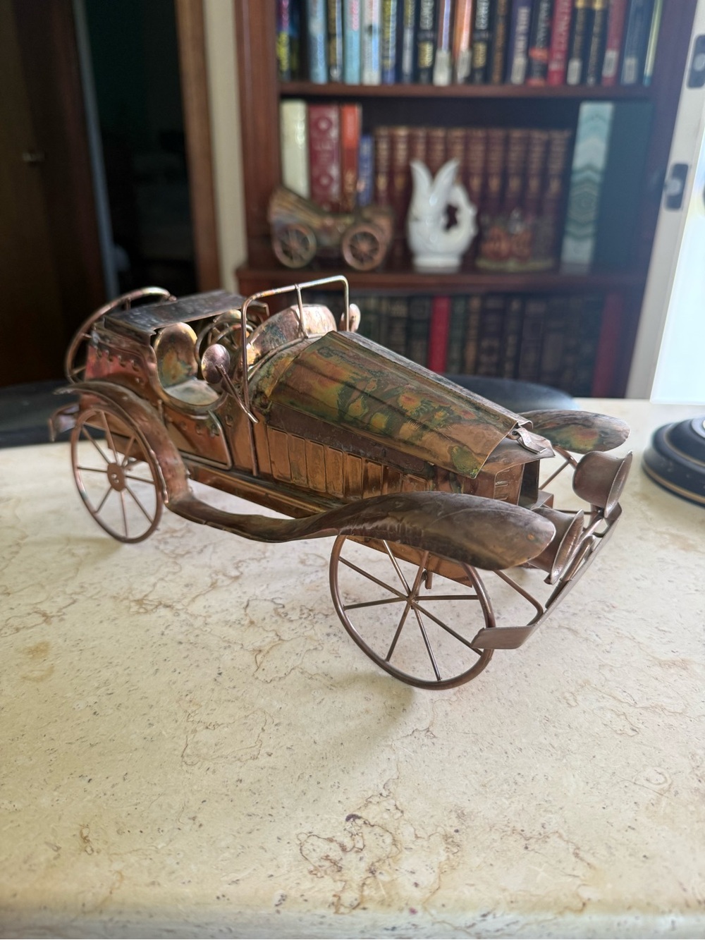 Vintage Copper-Toned Metal Car Music Box